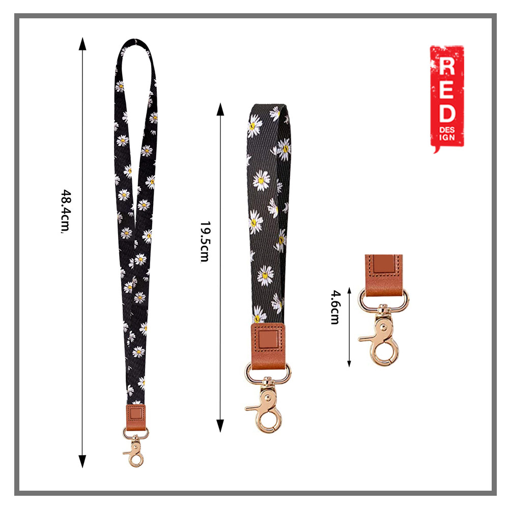 Picture of Red Design Selected Neck Lanyard and Wrist Strap Nylon Fabric with Metal Clasp for Phone Case (Green Floral)