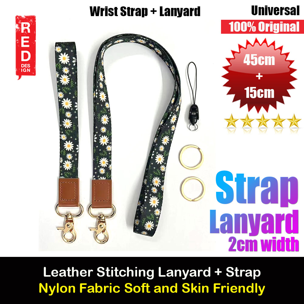 Picture of Red Design Selected Neck Lanyard and Wrist Strap Nylon Fabric with Metal Clasp for Phone Case (Green Leave Flower) Red Design- Red Design Cases, Red Design Covers, iPad Cases and a wide selection of Red Design Accessories in Malaysia, Sabah, Sarawak and Singapore 