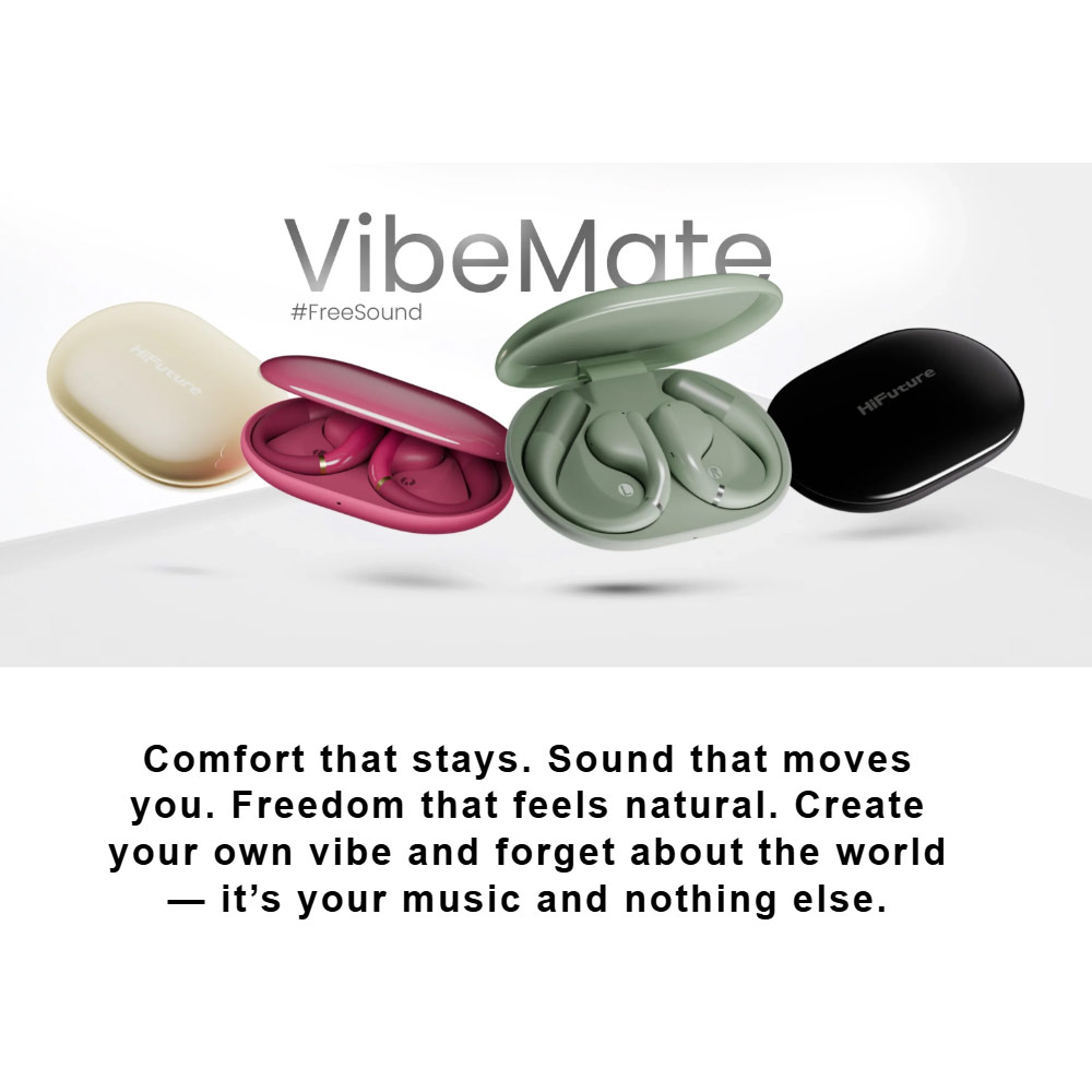 Picture of HiFuture VibeMate Premium Bluetooth 5.4 Comfort Open Ear Headphones Waterproof with ENC Noise Cancellation (Matcha Green)