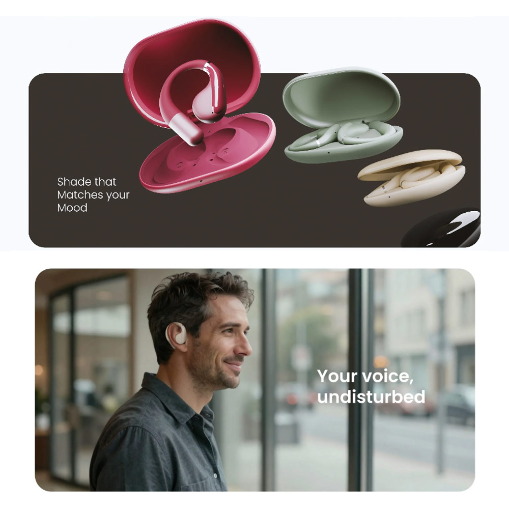 Picture of HiFuture VibeMate Premium Bluetooth 5.4 Comfort Open Ear Headphones Waterproof with ENC Noise Cancellation (Matcha Green)