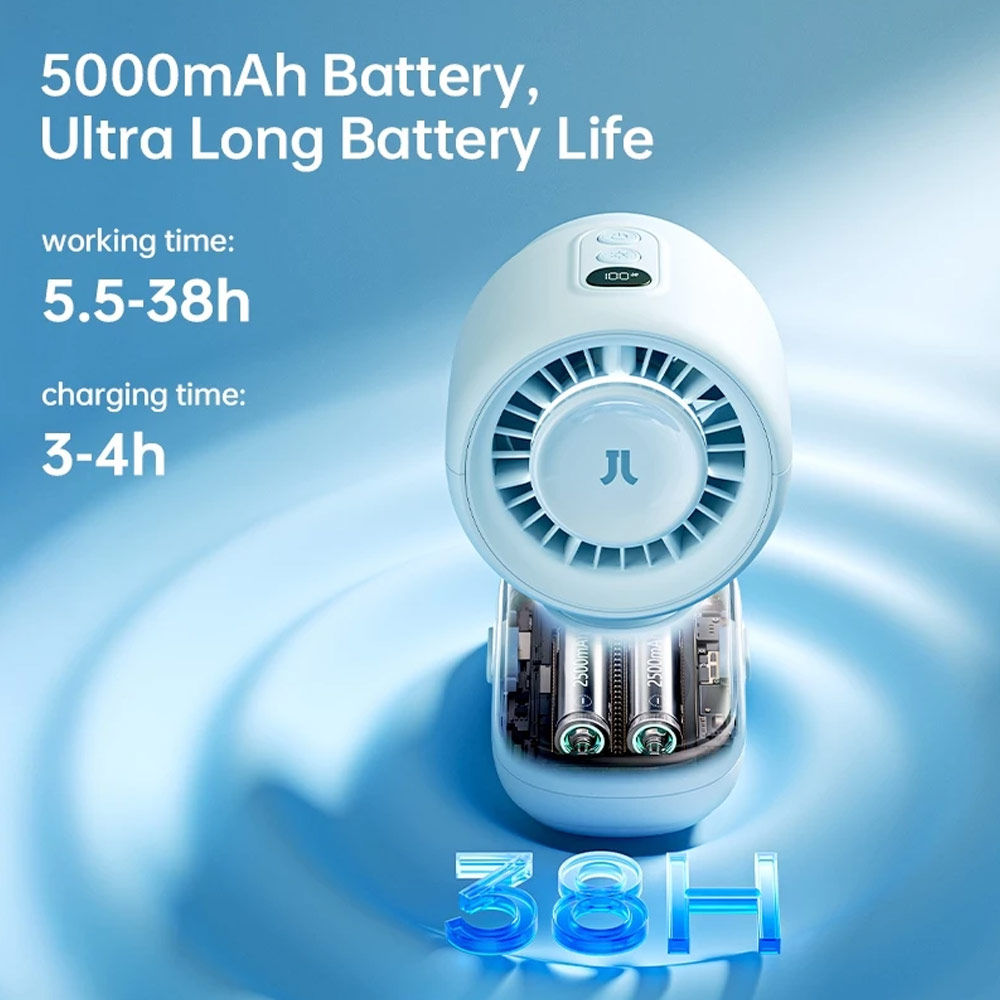 Picture of JisuLife Stroller Fan 4 Portable Baby Stroller Fan 5000mAh 38H Long Battery Ultra Quiet Natural Wind Octopus Stand Fan (Blue)