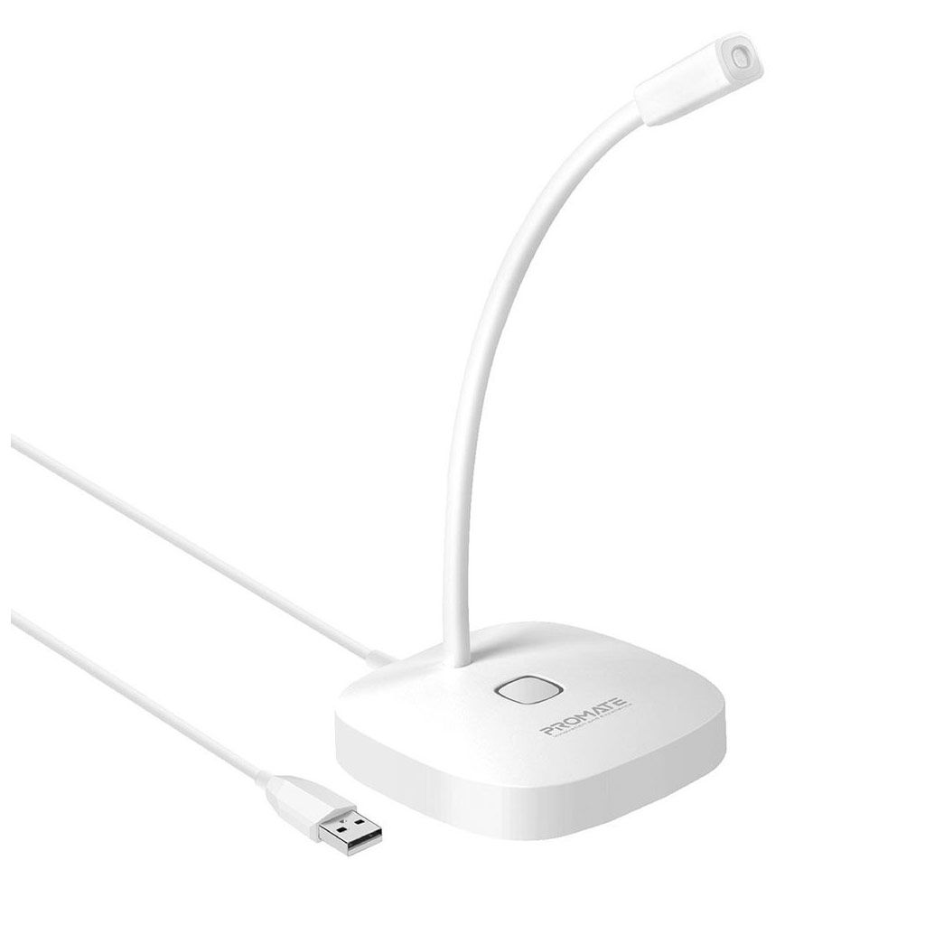 Picture of Promate USB Desktop Microphone, High Definition Omni-Directional USB Microphone with Flexible Gooseneck, Mute Touch Button, LED Indicator and Built-In Anti-Tangle Cord for PC, Laptop, Recording, Gaming, ProMic-1