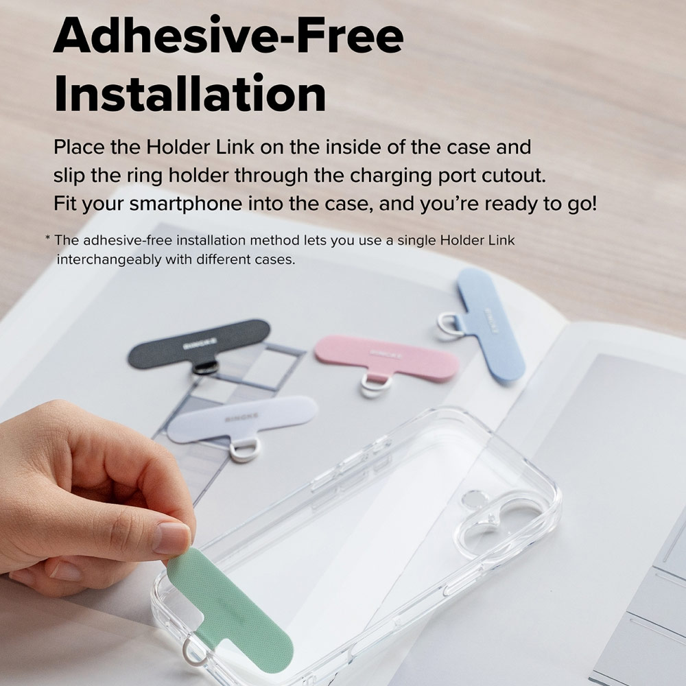 Picture of Ringke Eye Catching Holder Link & Puffer Finger Strap for Phone case (Matcha Green)