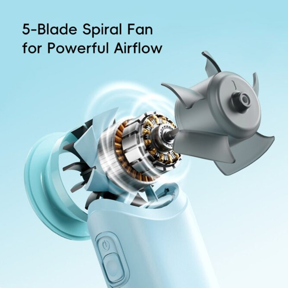 Picture of Rock Crayon ShinChan 5 Ultra Speed Strong Wind Force Portable Mini Handheld Fan 3000mAh 17400RPM (Mint Green)