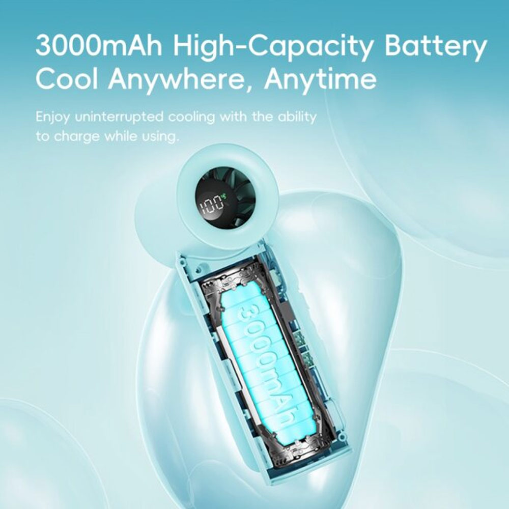 Picture of Rock Crayon ShinChan 5 Ultra Speed Strong Wind Force Portable Mini Handheld Fan 3000mAh 17400RPM (Mint Green)