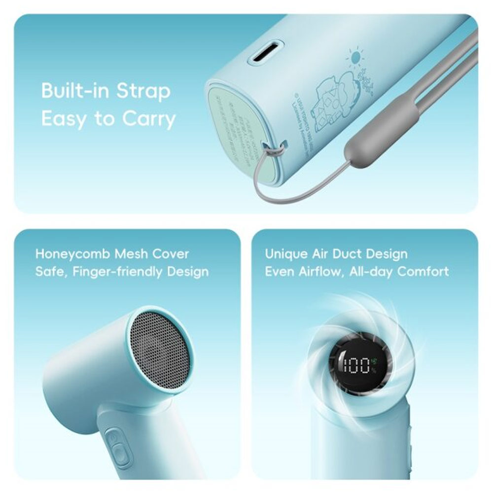 Picture of Rock Crayon ShinChan 5 Ultra Speed Strong Wind Force Portable Mini Handheld Fan 3000mAh 17400RPM (Mint Green)