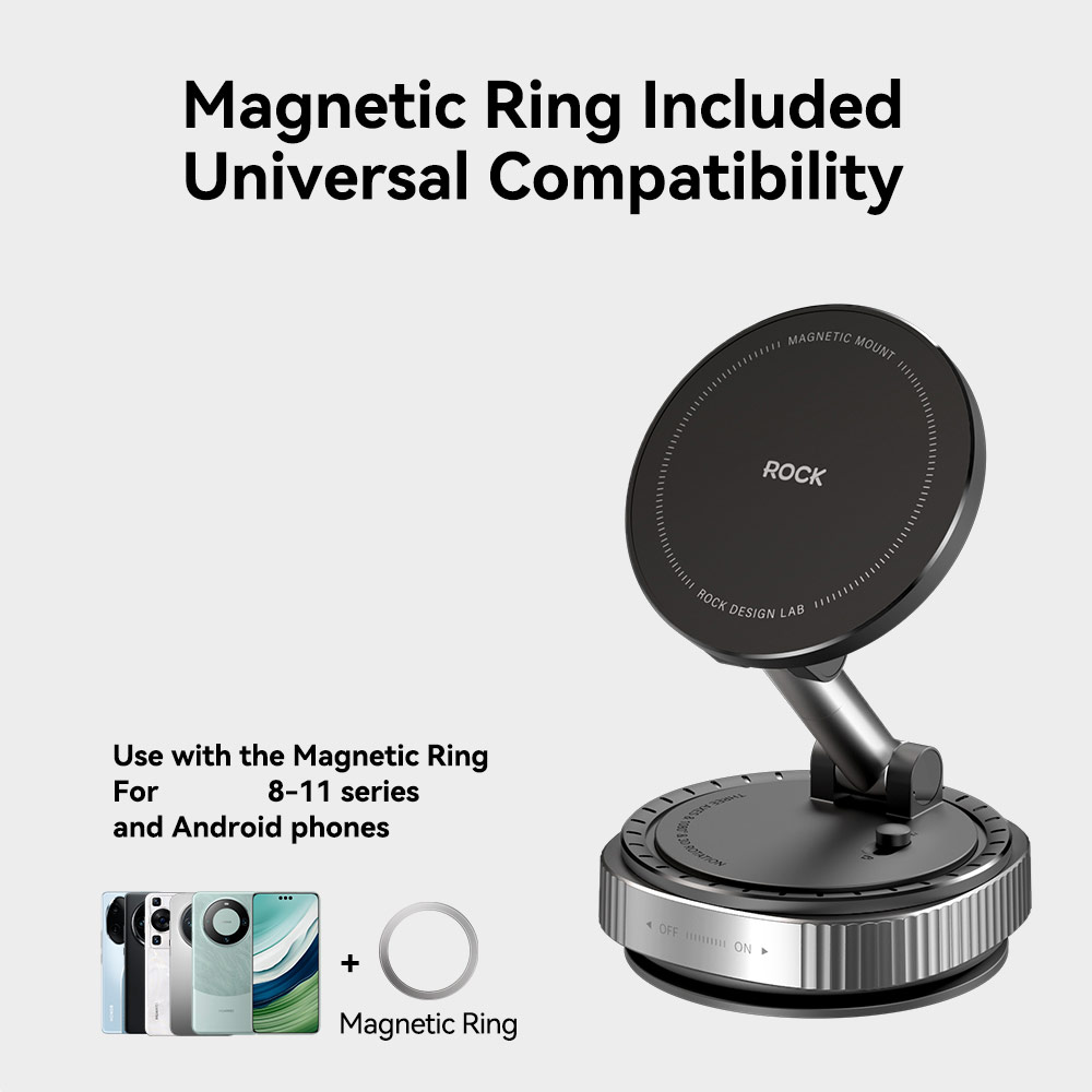 Picture of Rock Magnetic Car Holder Car Mount Phone Holder with Strong Vacuum Suction for Windscreen and Dashboard