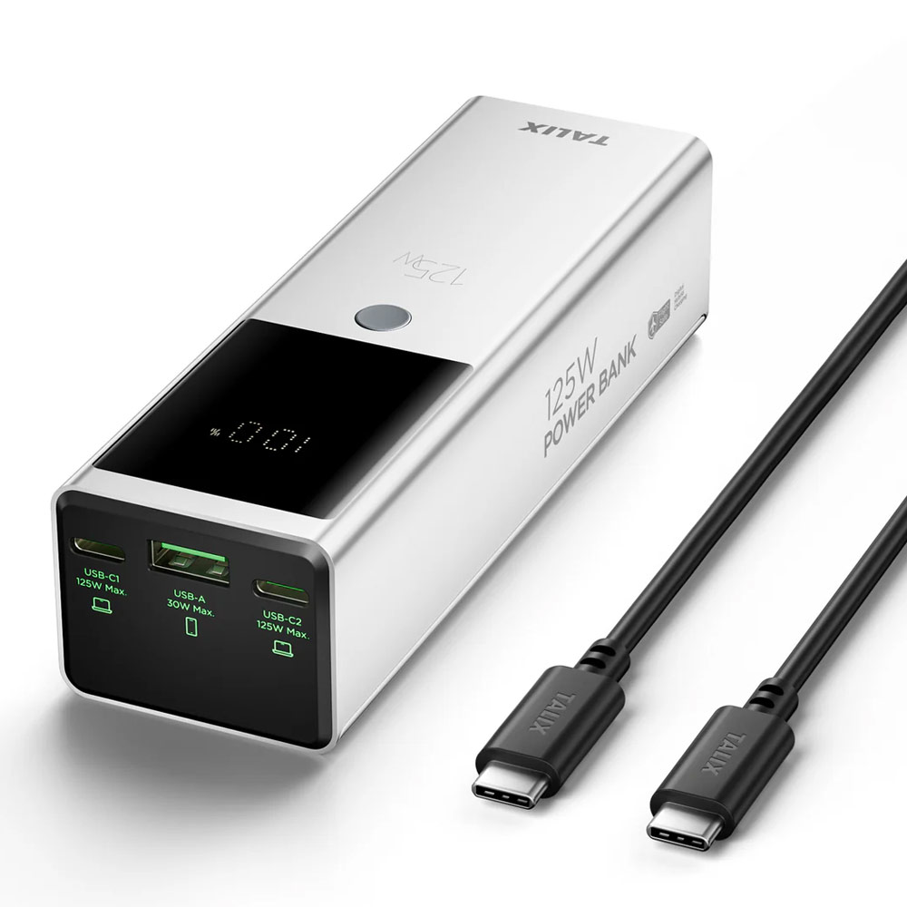 Picture of TALIX FLUXO 125W Power Bank 12800mAh | 100W PD Laptop Fast Charging | 3-Port USB-C & USB-A | Digital Display | Airline Safe