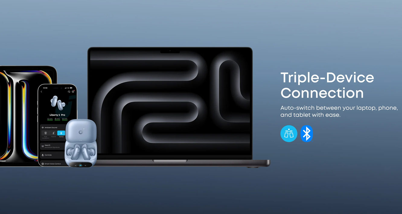 Picture of Soundcore by Anker Liberty 5 Pro ANC Wireless Earbuds Guinness World Records Clearest Clear Calls Adaptive Noise Cancelling LDAC Hi-Res Audio TWS Earbuds (Midnight Black)