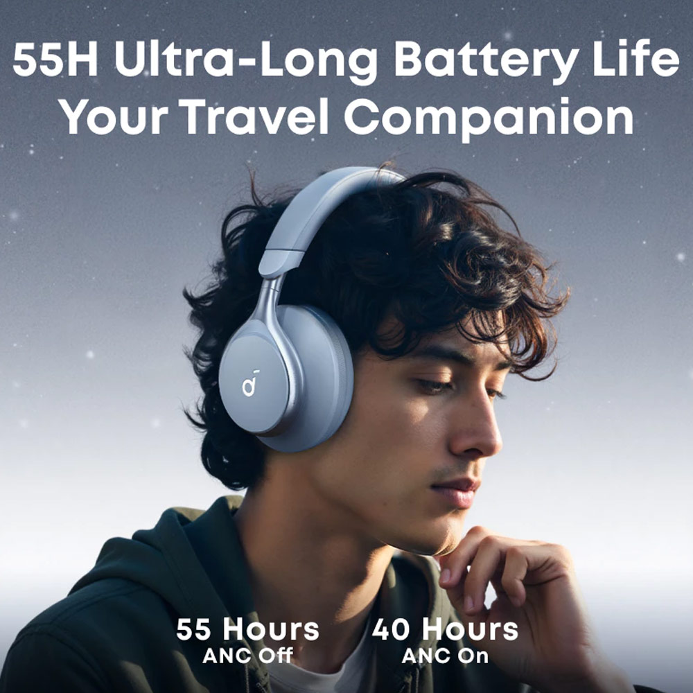 Picture of Soundcore by Anker Space One Headphones Hi-Res Sound Hybrid Active Noise Cancelling Headsets ANC TWS-A3035 (Blue)