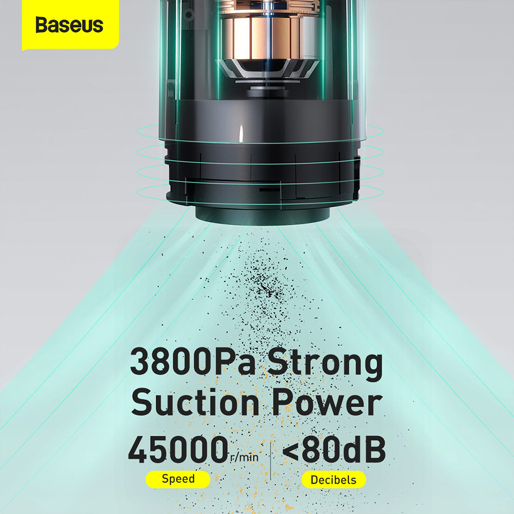 Picture of Baseus C1 Mini and Portable Strong Suction Rechargable Cordless Wireless Wire Free Car Vacuum Cleaner Bed Vacuum Cleaner Sofa Vacuum Cleaner (Black)