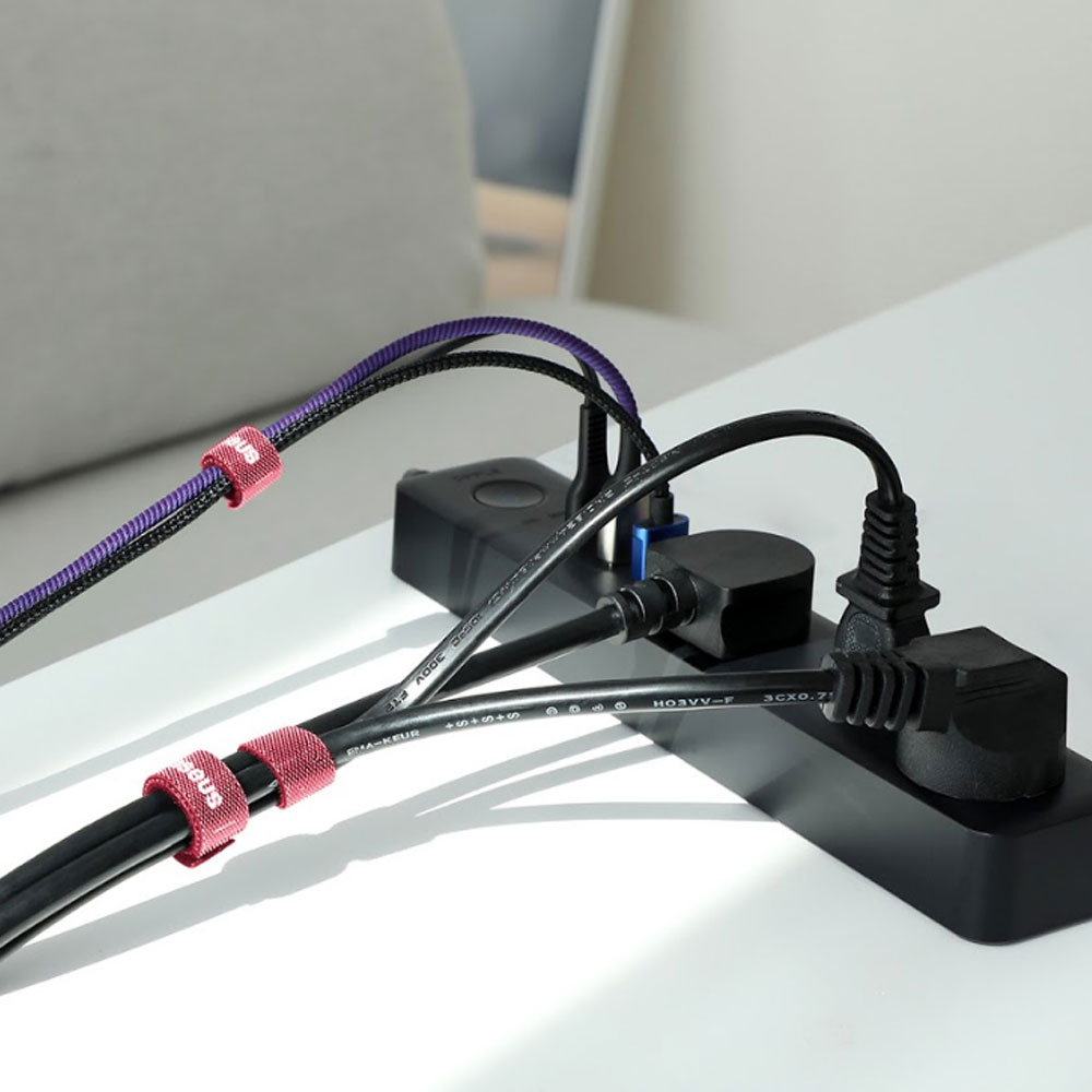 Picture of Baseus Cable Management Winder Velcro hook and loop fastener free cut strap strong velcro Strap (Red 300cm)