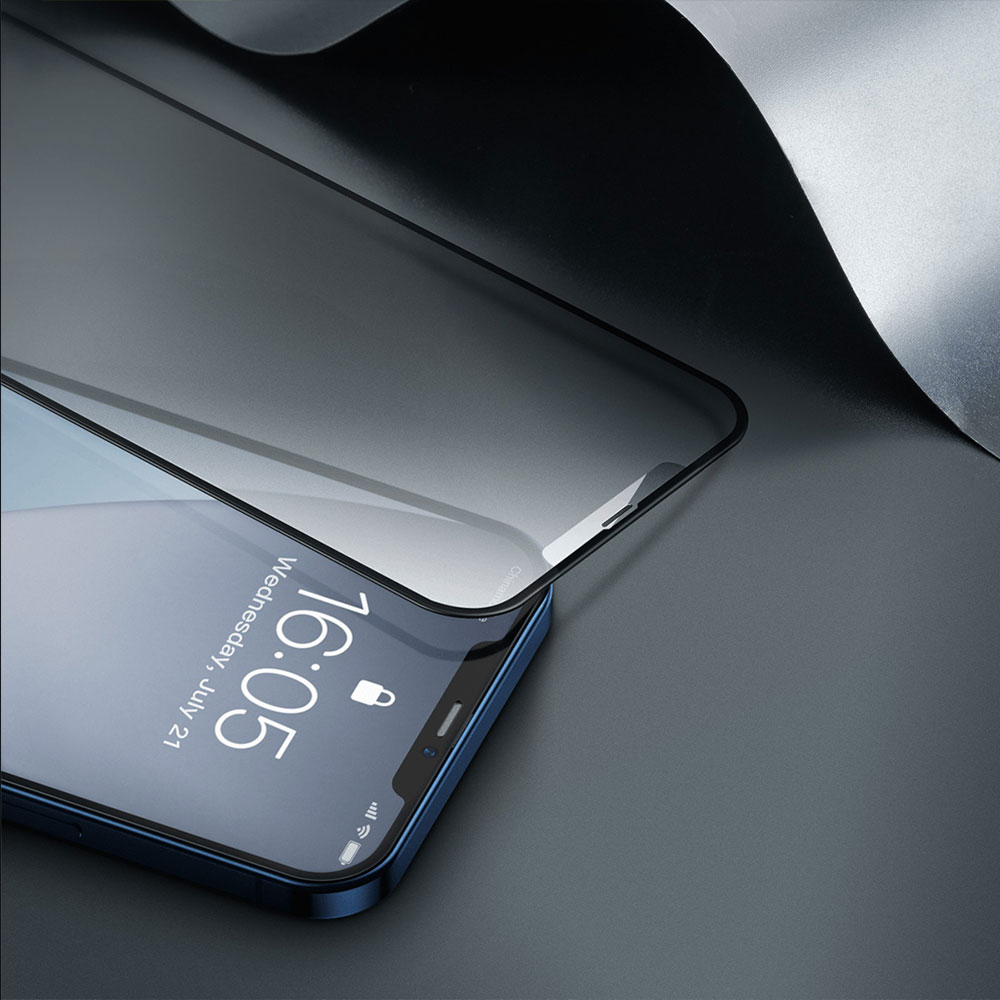 Picture of Apple iPhone 12 mini 5.4  | Baseus 0.25mm Frosted Gaming Gamer Full Screen Anti Finger Print Tempered Glass for iPhone 12 Mini 5.4 (Matte 2pcs Pack)