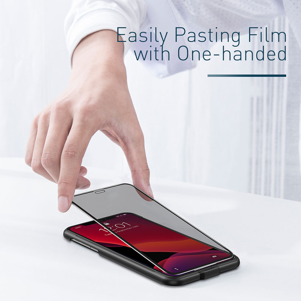 Picture of Apple iPhone 11 6.1  | Baseus 3D Anti Peep View Spy Privacy Full Coverage Tempered Glass wit Anti Dust  for Apple iPhone 11 6.1 (Anti Peep View Privacy Black)