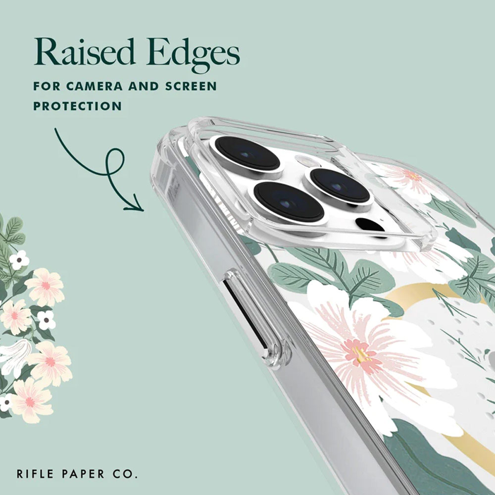 Picture of Apple iPhone 15 Pro Max 6.7  | Case Mate Case-Mate Rifle Paper Co Floral Design Drop Protection Case with Magnetic Charging for iPhone 15 Pro Max 6.7 (Willow)