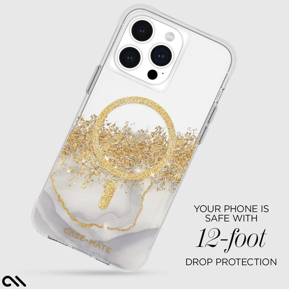 Picture of Apple iPhone 15 Pro Max 6.7 | Case Mate Case-Mate Stylish Design Karat Drop Protection Case with Magsafe Magnetic Charging for iPhone 15 Pro Max 6.7 (Marble Gold)