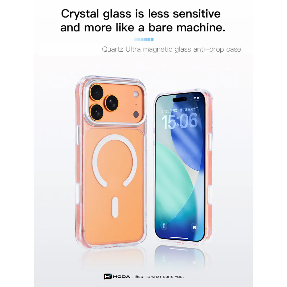 Picture of Apple iPhone 18 Pro Case | Hoda Crystal Ultra Case with Military Standard MagSafe Pure Surface TM with Camera Button for iPhone 18 Pro - Clear Black