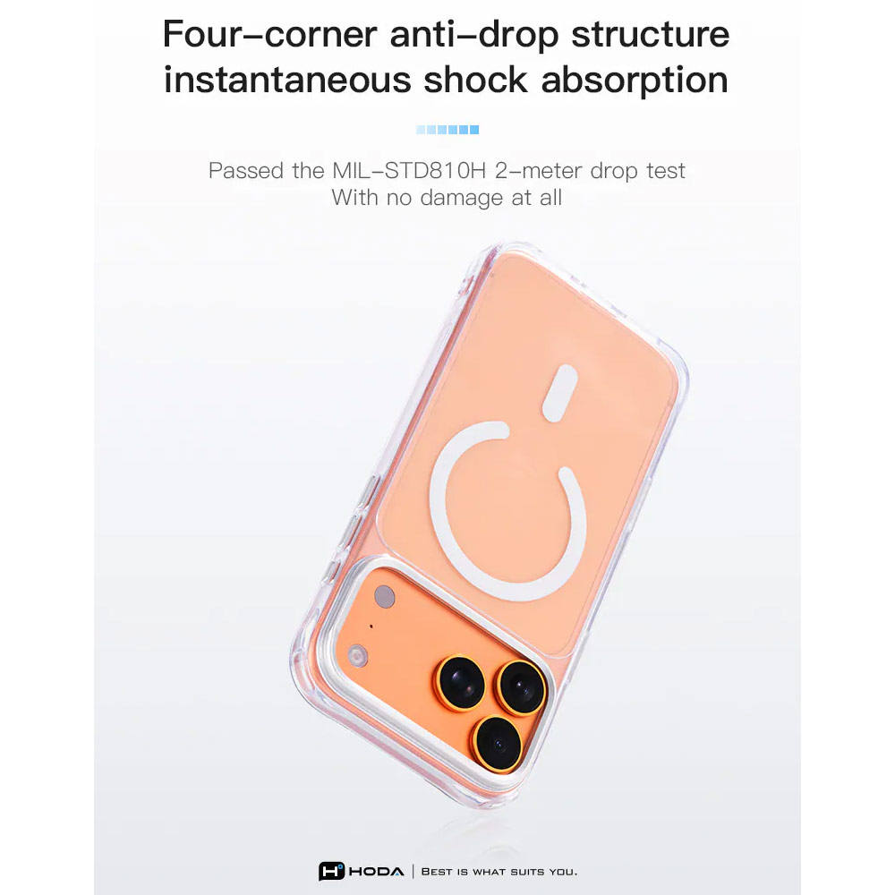 Picture of Apple iPhone 18 Pro Case | Hoda Crystal Ultra Case with Military Standard MagSafe Pure Surface TM with Camera Button for iPhone 18 Pro - Clear Black