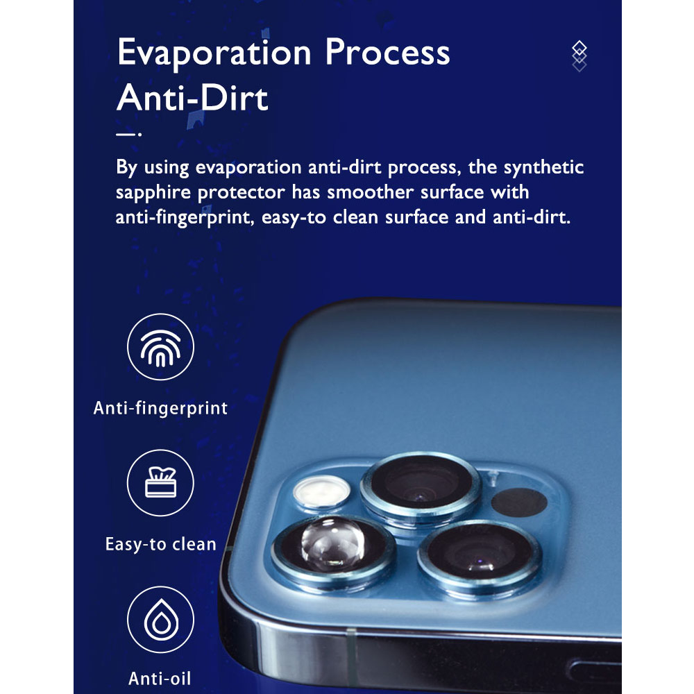 Picture of Apple iPhone 13 Pro 6.1  | Hoda Sapphire Lens Protector for iPhone 13 Pro 6.1 iPhone 13 Pro Max 6.7  (3PCS Graphite)