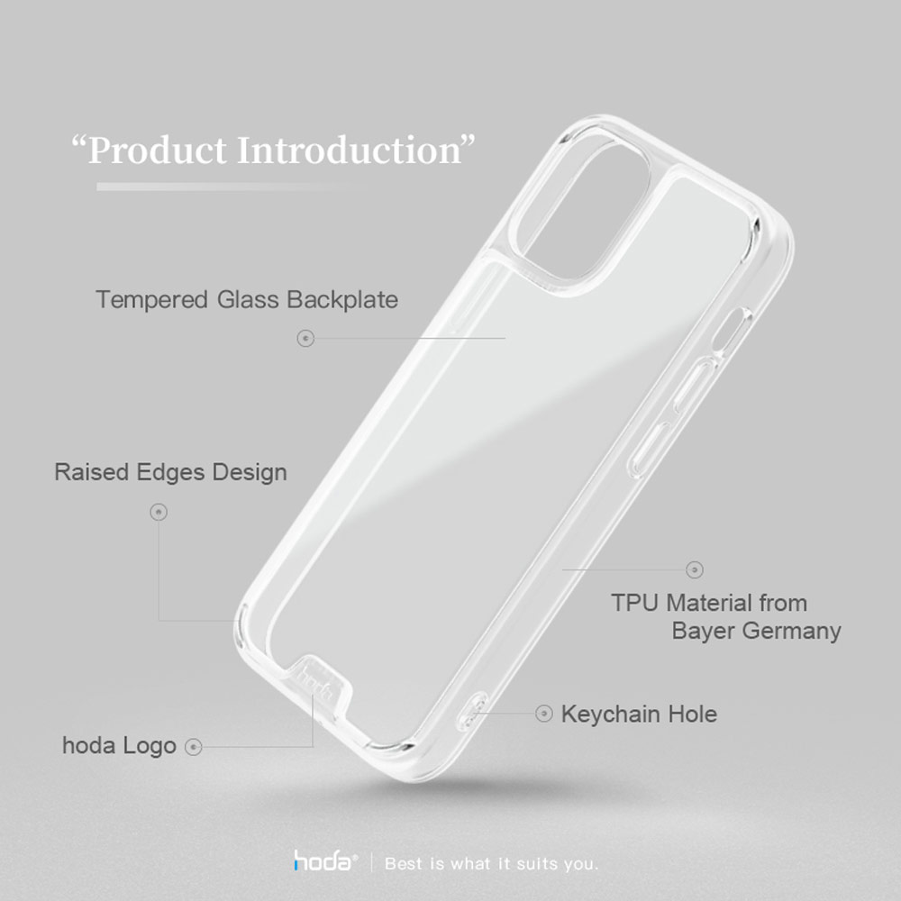 Picture of Apple iPhone 13 Pro Max 6.7 Case | Hoda Military CRYSTAL PRO 3D TEMPERED GLASS BACKPLATE Drop Protection PROTECTIVE Case for Apple iPhone 13 Pro Max 6.7 (Crystal Clear Black)