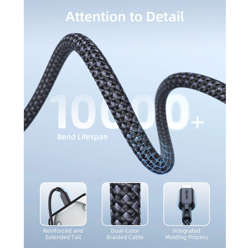 Picture of Innostyle PowerNova Youth 60W Fast Charging Data Cable USB-C to USB-C 150cm (Black)
