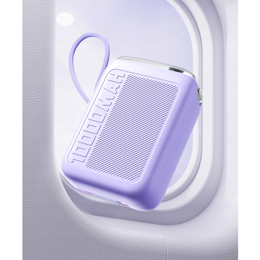 Picture of Innostyle CCC 3C Certified Power Bank TransiMini FlexCharge Retractable 30W 10000mAh 60cm USB-C Small Mini Compact Size Power Bank with Cable (Lavender)