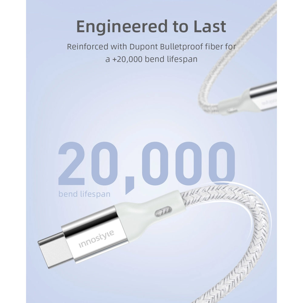 Picture of Innostyle MFI Certified PowerFlex 60W Fast Charging Data Cable USB-C to Lightning 150cm (Blue)