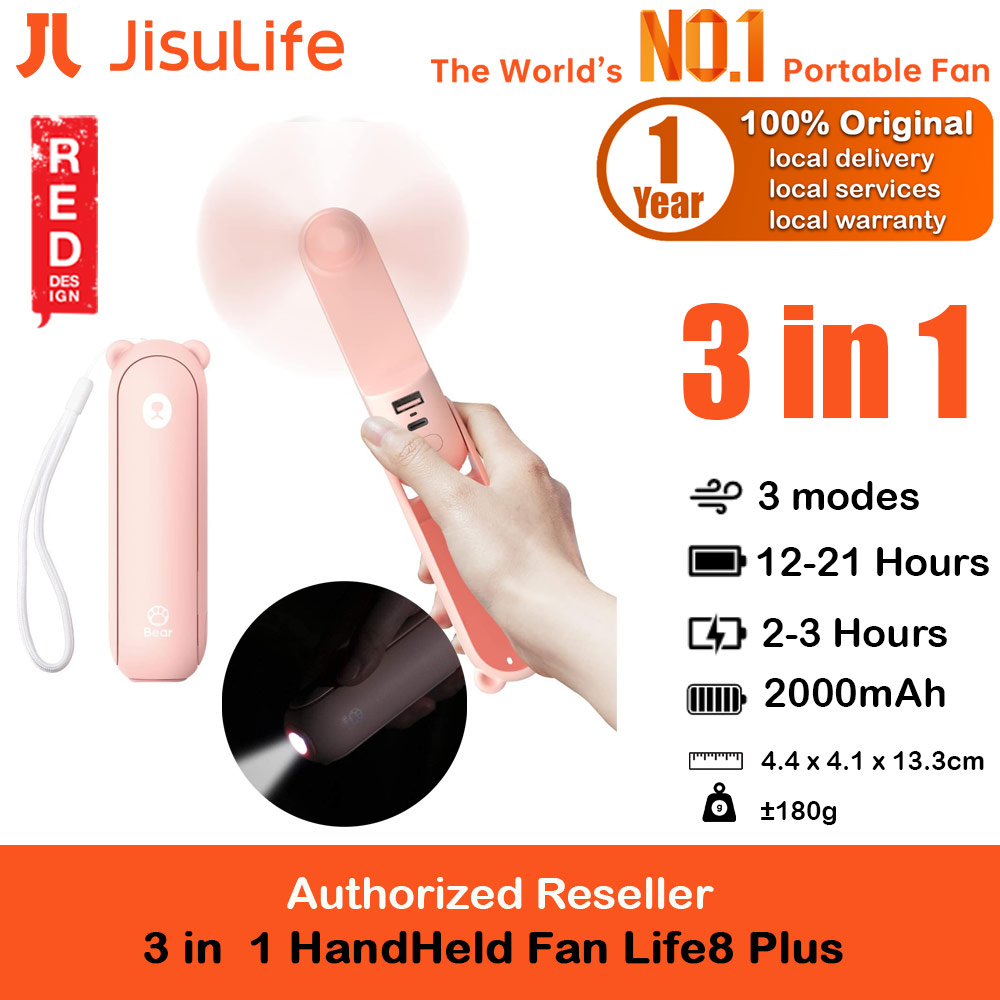 Picture of Jisulife Malaysia 3 in 1 Mini Handheld Fan USB Rechargeable Fan Power Bank with Flash Light for Office OutdoorTravel Hiking Camping Concert Indoor Court F8 (Pink) Red Design- Red Design Cases, Red Design Covers, iPad Cases and a wide selection of Red Design Accessories in Malaysia, Sabah, Sarawak and Singapore 