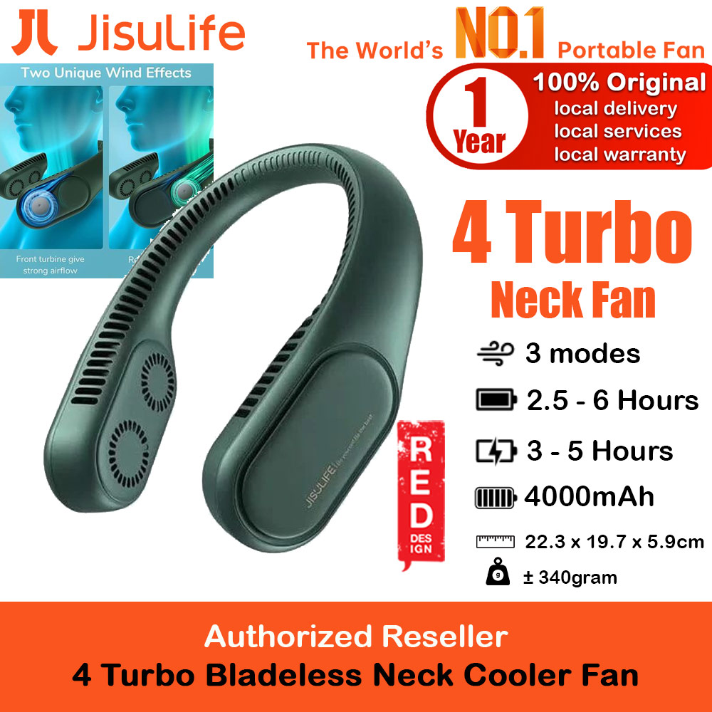 Picture of JISULIFE Malaysia 4 Turbo Bladeless Neck Cooler Portable Neck Fan Hands Free Bladeless Fan 4000mAh Battery Operated Wearable Personal Fan Leafless Rechargeable Headphone Design USB Powered Desk Fan 3 Speeds for Running Badminton Indoor Court Concert Picnic Camping Outdoor Activity FA12R (Green) Red Design- Red Design Cases, Red Design Covers, iPad Cases and a wide selection of Red Design Accessories in Malaysia, Sabah, Sarawak and Singapore 