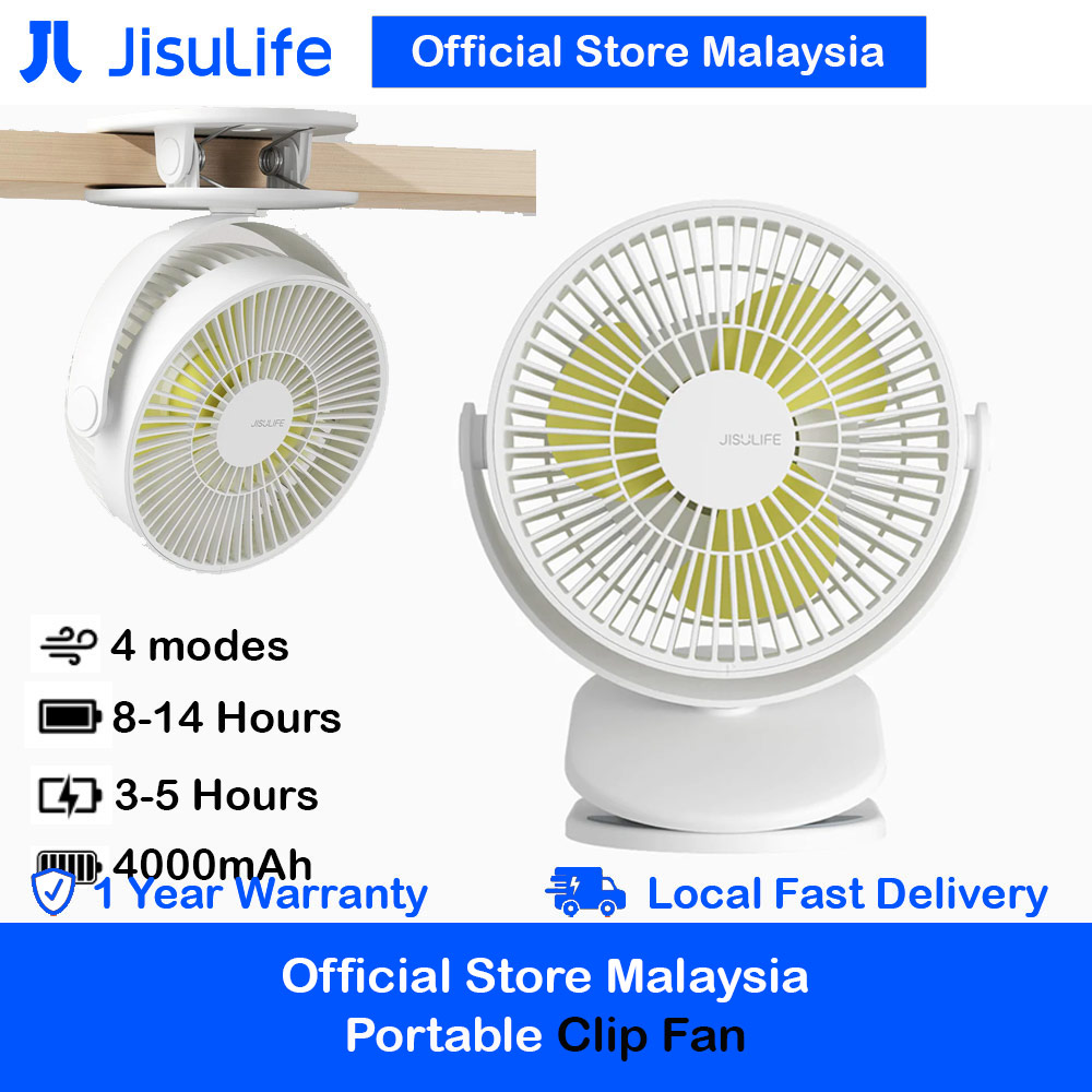 Picture of Jisulife Malaysia Child Safe Low Noise Removeable Washable 360 Rotatable 4 Speed Mode Desktop Hang Clip Fan Rechargeable 4000mAh For Home Office Outdoor Travel Portable Children Baby Stroller FA18S (White) Red Design- Red Design Cases, Red Design Covers, iPad Cases and a wide selection of Red Design Accessories in Malaysia, Sabah, Sarawak and Singapore 
