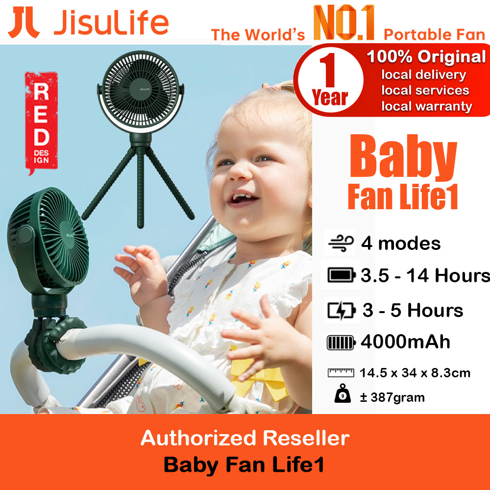 Picture of Jisulife Malaysia Child Baby Safe Low Noise Stroller Car Seat Rotatable Flexible Tripod Rechargeable Fan FA24 (Green) Red Design- Red Design Cases, Red Design Covers, iPad Cases and a wide selection of Red Design Accessories in Malaysia, Sabah, Sarawak and Singapore 