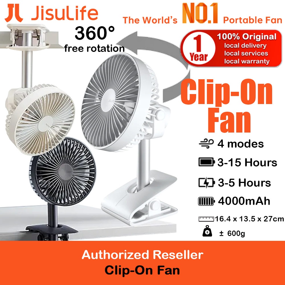 Picture of JISULIFE Malaysia Clip On  Desk Fan Portable Desktop Fan 4000mAh USB-C Rechargeable for Office Room Travel Outdoor Indoor FA7B (Silver) Red Design- Red Design Cases, Red Design Covers, iPad Cases and a wide selection of Red Design Accessories in Malaysia, Sabah, Sarawak and Singapore 