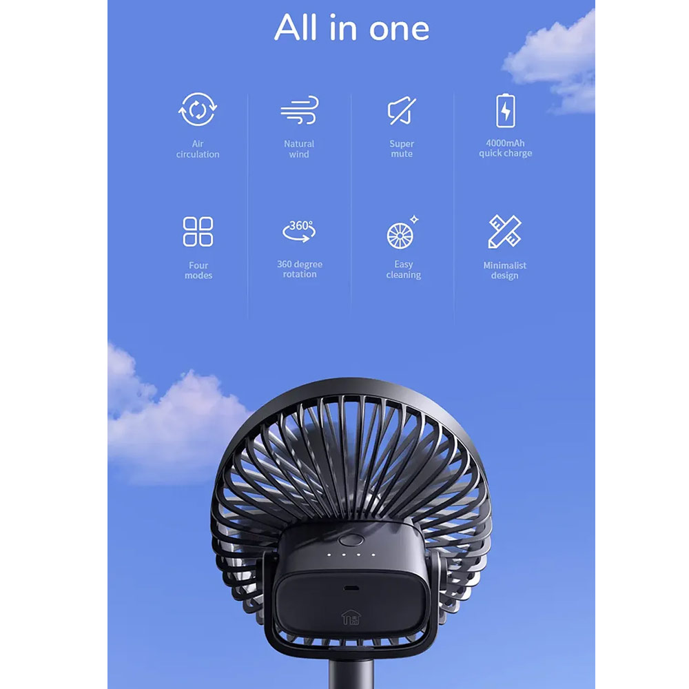 Picture of JISULIFE Malaysia Clip On  Desk Fan Portable Desktop Fan 4000mAh USB-C Rechargeable for Office Room Travel Outdoor Indoor FA7B (Navy)
