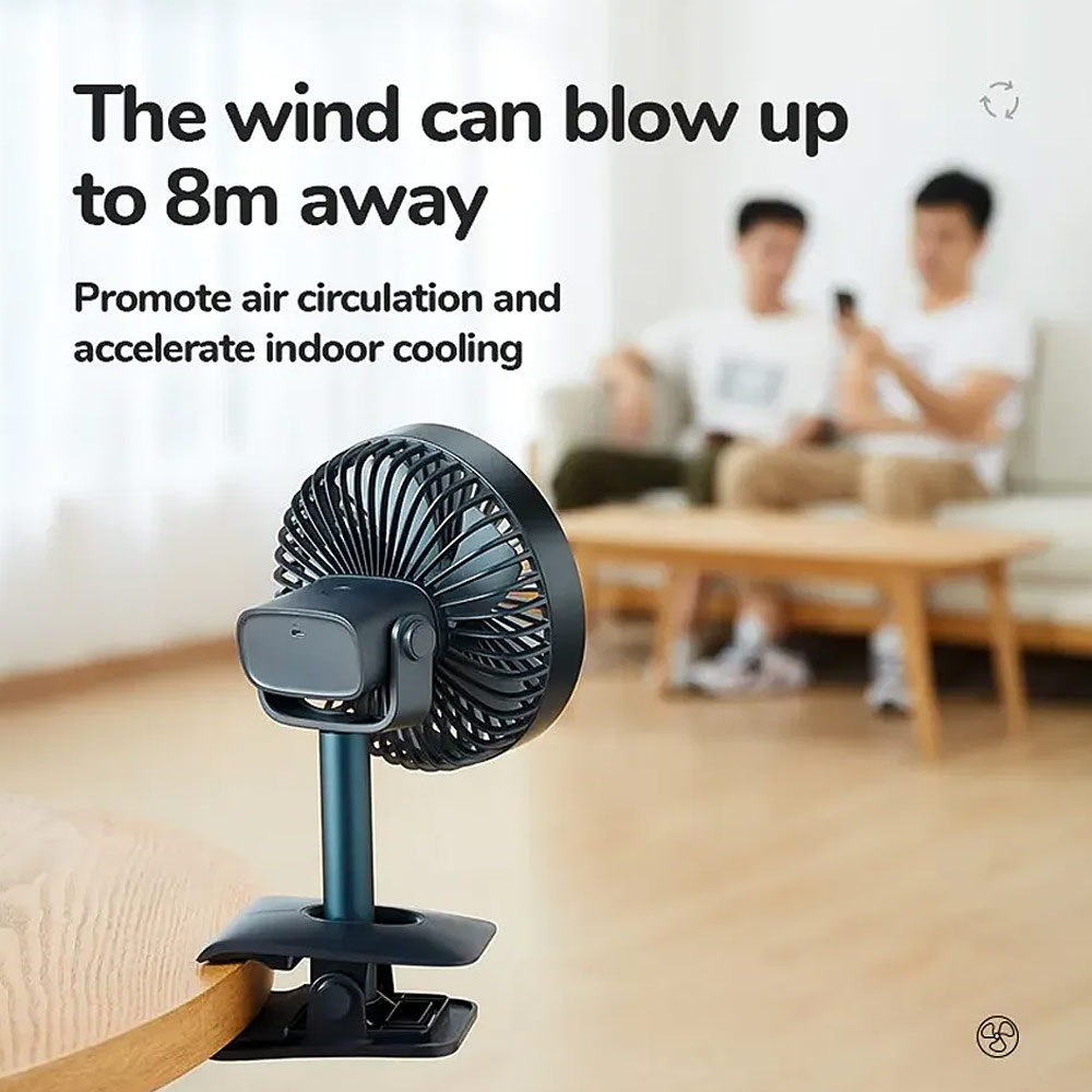 Picture of JISULIFE Malaysia Clip On  Desk Fan Portable Desktop Fan 4000mAh USB-C Rechargeable for Office Room Travel Outdoor Indoor FA7B (Navy)