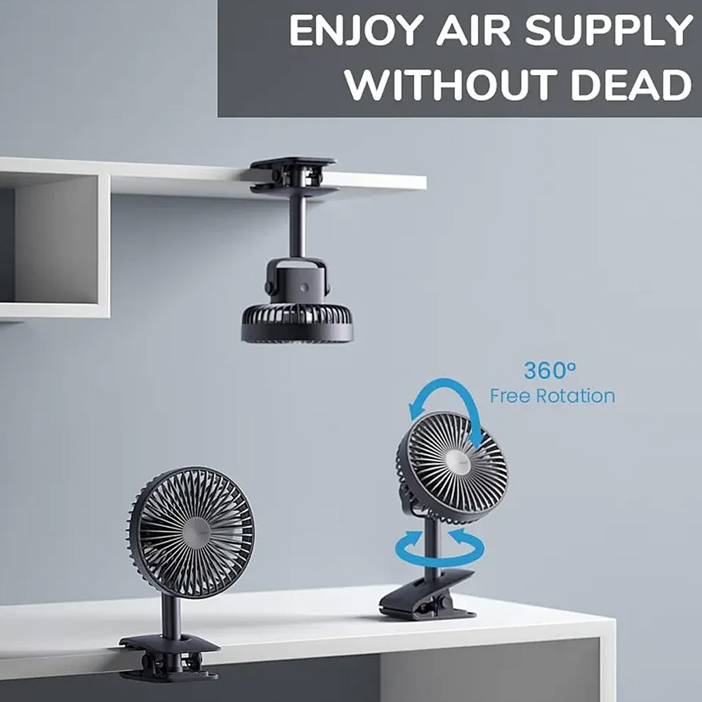 Picture of JISULIFE Malaysia Clip On  Desk Fan Portable Desktop Fan 4000mAh USB-C Rechargeable for Office Room Travel Outdoor Indoor FA7B (Navy)