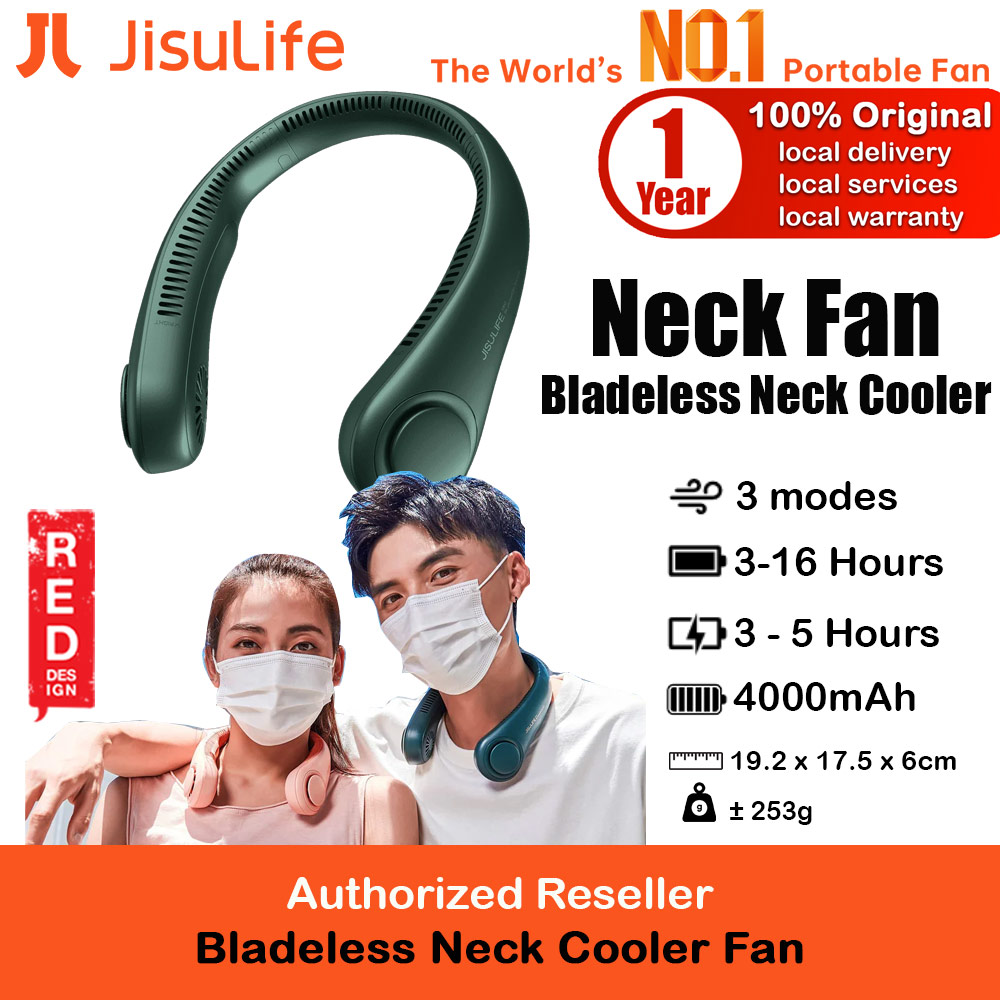 Picture of JISULIFE Malaysia Portable Neck Fan Hands Free Bladeless Fan 4000 mAh Battery Operated Wearable Personal Fan Leafless Rechargeable Headphone Design USB Powered Desk Fan 3 Speeds  for Running Badminton Indoor Court Concert Picnic Camping Outdoor Activity FA14  (Green) Red Design- Red Design Cases, Red Design Covers, iPad Cases and a wide selection of Red Design Accessories in Malaysia, Sabah, Sarawak and Singapore 