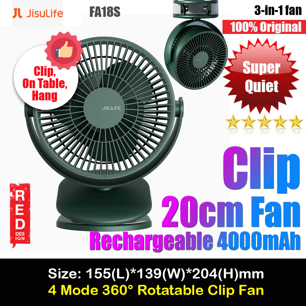 Picture of Jisulife Malaysia Child Safe Low Noise Removeable Washable 360 Rotatable 4 Speed Mode Desktop Hang Clip Fan Rechargeable 4000mAh For Home Office Outdoor Travel Portable Children Baby Stroller FA18S(Green) Red Design- Red Design Cases, Red Design Covers, iPad Cases and a wide selection of Red Design Accessories in Malaysia, Sabah, Sarawak and Singapore 