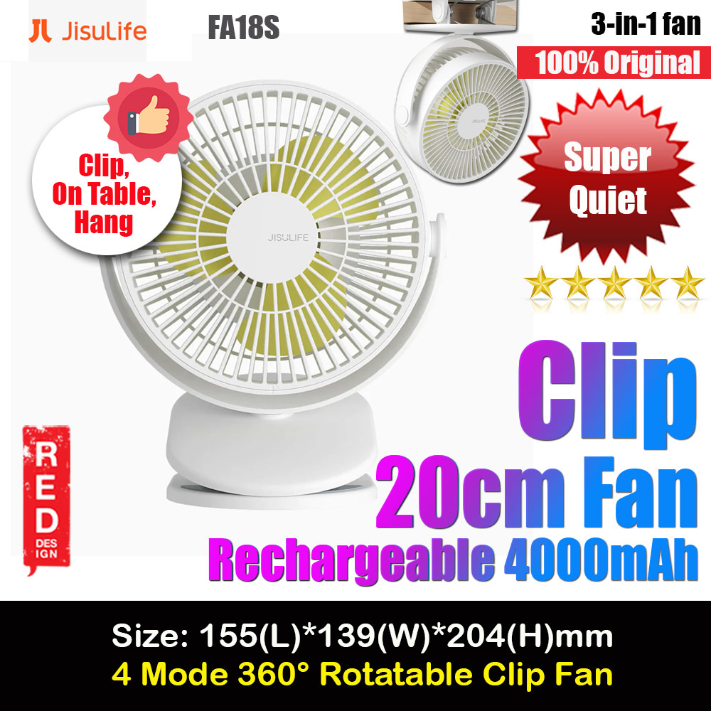 Picture of Jisulife Malaysia Child Safe Low Noise Removeable Washable 360 Rotatable 4 Speed Mode Desktop Hang Clip Fan Rechargeable 4000mAh For Home Office Outdoor Travel Portable Children Baby Stroller FA18S (White) Red Design- Red Design Cases, Red Design Covers, iPad Cases and a wide selection of Red Design Accessories in Malaysia, Sabah, Sarawak and Singapore 