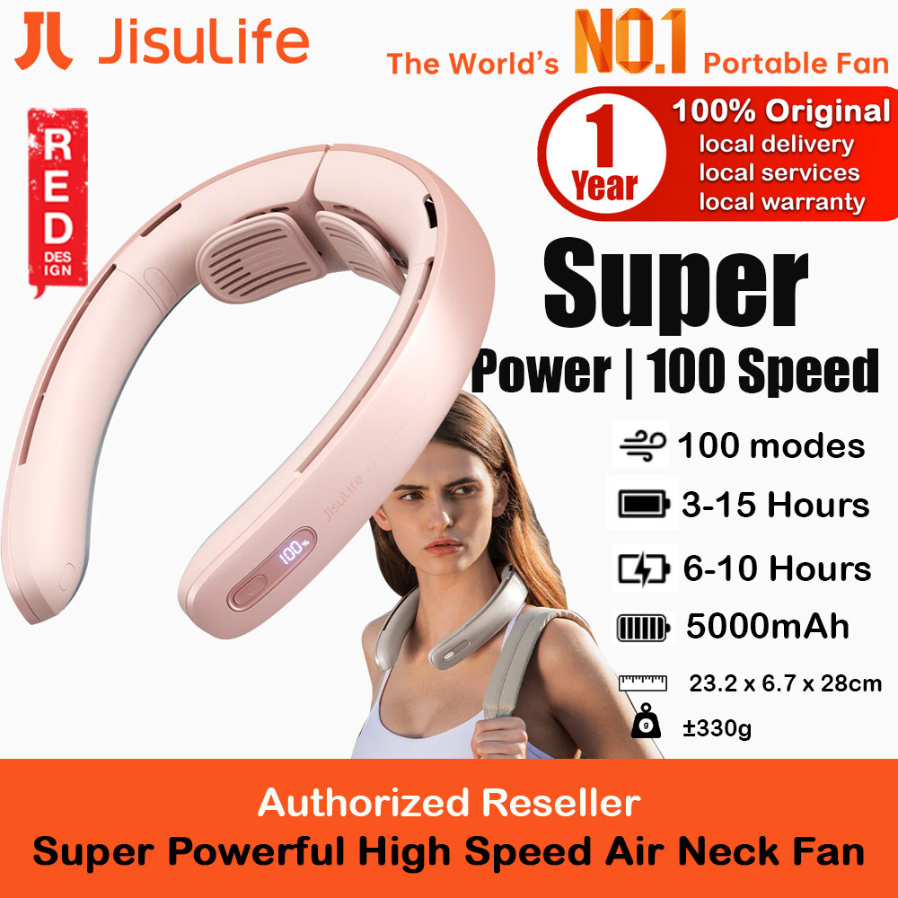 Picture of JISULIFE Malaysia Super Power High Speed Air Neck Cooler Portable Neck Fan Hands Free Bladeless Fan 5000mAh Battery Operated Wearable Personal Fan Leafless Rechargeable Headphone Design 100 Speed Neck Fan for Running Badminton Indoor Court Concert Picnic Camping Outdoor Activity FA45 (Pink) Red Design- Red Design Cases, Red Design Covers, iPad Cases and a wide selection of Red Design Accessories in Malaysia, Sabah, Sarawak and Singapore 