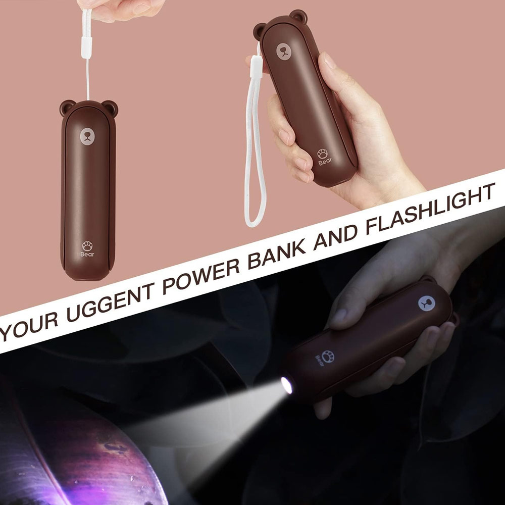 Picture of Jisulife Malaysia 3 in 1 Mini Handheld Fan USB Rechargeable Fan Power Bank with Flash Light for Office OutdoorTravel Hiking Camping  Concert Indoor Court F8X (Brown)