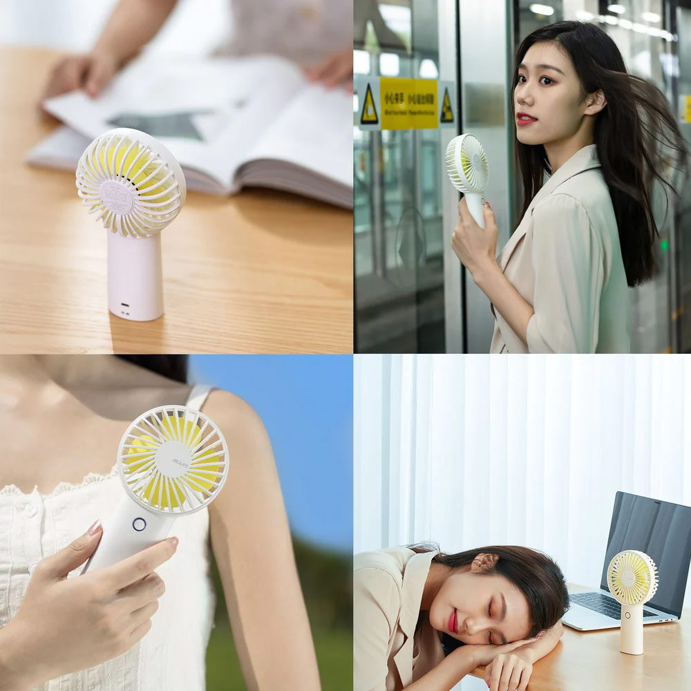Picture of Jisulife Malaysia 3 Speed Wind Portable Rechargeable 6000mAh Handheld Fan for Outdoor Badminton Court Concert Picnic Camping (White)