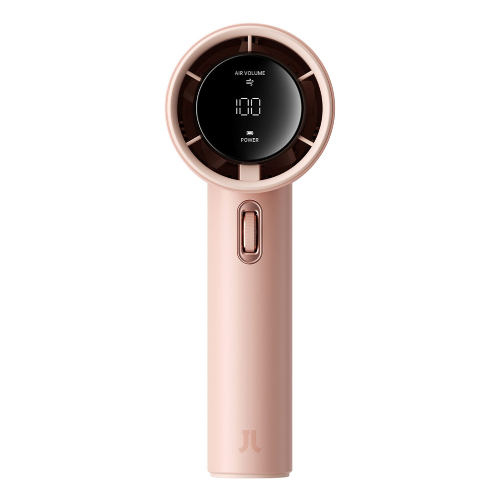 Picture of Jisulife Malaysia Super Power 100 Speed Turbo Strong Wind Portable Fast Charge Rechargeable 3600mAh Hidden Blade High Quality Handheld Mini Fan for Outdoor Indoor Badminton Court Concert Picnic Camping FA53ABS (Pink)