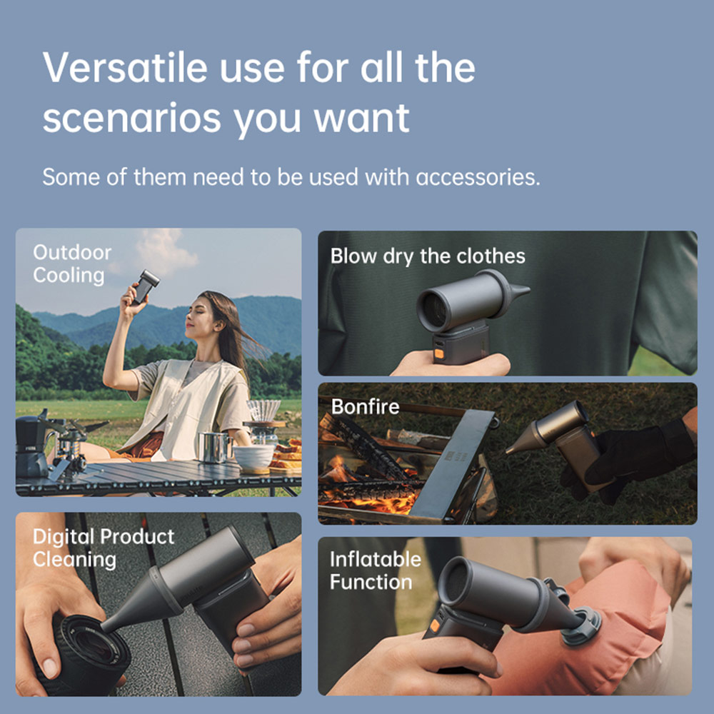 Picture of Jisulife Malaysia Super Power 100 Speed Ultra Ultra1 Turbo Strong Wind Portable Fast Charge Rechargeble 9000mAh Hidden Blade High Quality Handheld Mini Fan As Hair Dryer for Outdoor Indoor Badminton Court Concert Picnic Camping FA55 (Dark Grey)