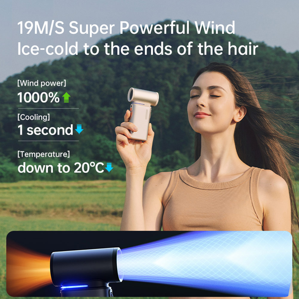 Picture of Jisulife Malaysia Super Power 100 Speed Ultra Ultra1 Turbo Strong Wind Portable Fast Charge Rechargeble 9000mAh Hidden Blade High Quality Handheld Mini Fan As Hair Dryer for Outdoor Indoor Badminton Court Concert Picnic Camping FA55 (Dark Grey)