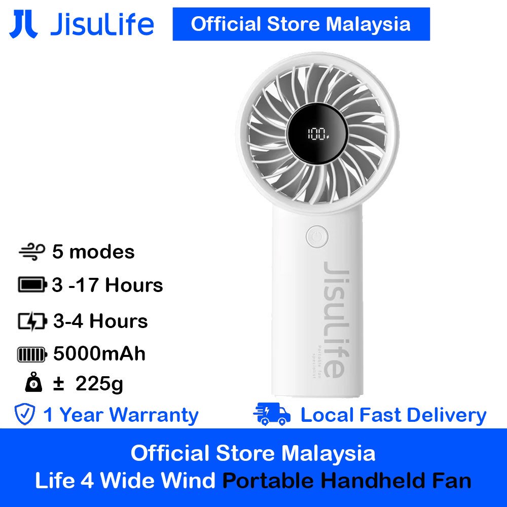 Picture of Jisulife Malaysia Powerful Handheld Fan Life4 Powerful Portable Fan with LED Display (5000mAh Light Grey) Red Design- Red Design Cases, Red Design Covers, iPad Cases and a wide selection of Red Design Accessories in Malaysia, Sabah, Sarawak and Singapore 