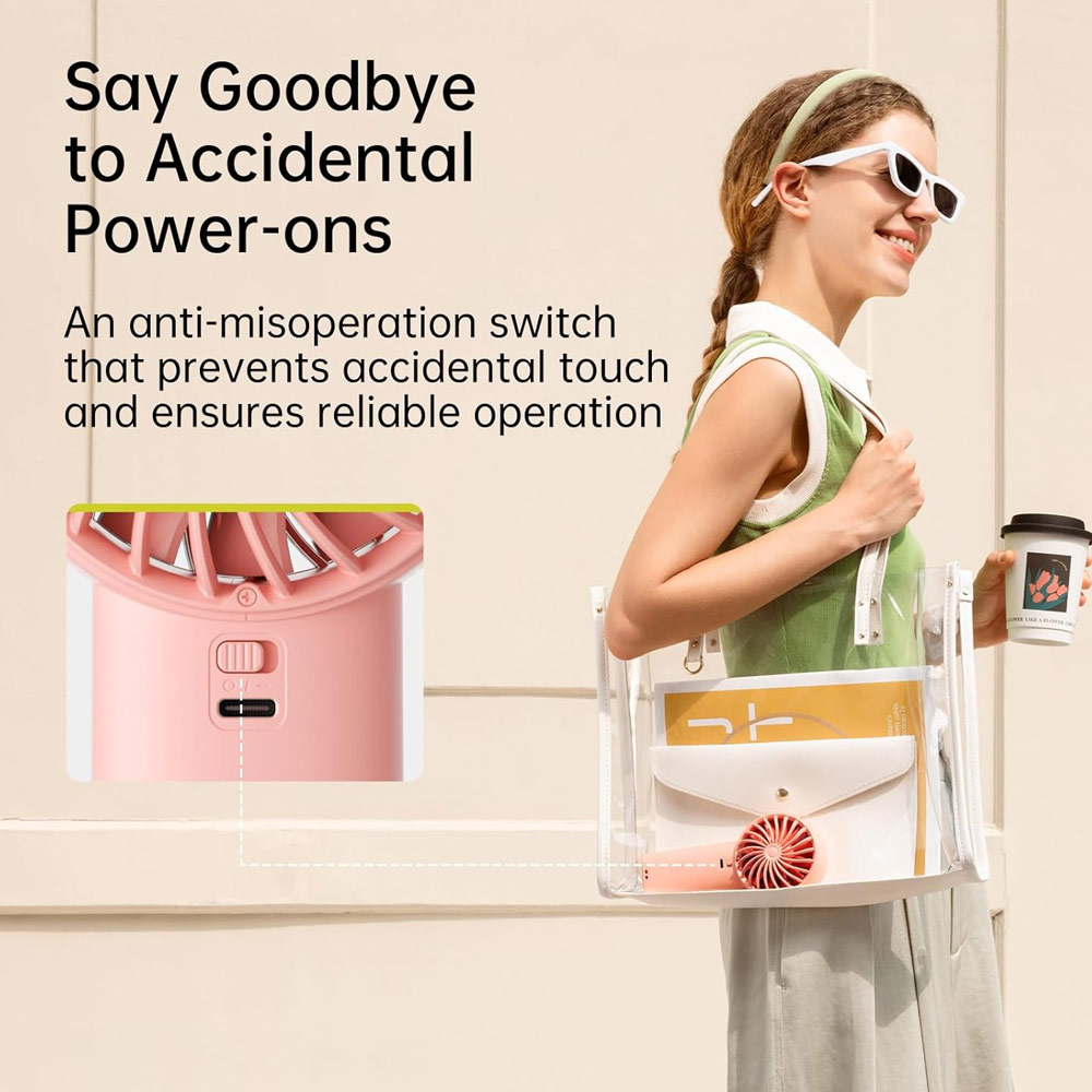 Picture of Jisulife Malaysia Powerful Handheld Fan Life4 Powerful Portable Fan with LED Display (5000mAh Pink)