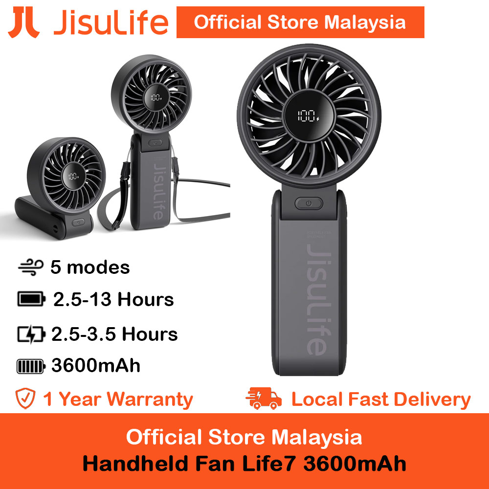 Picture of Jisulife Malaysia 3 in 1 Handheld Fan Life7 Powerful Portable Fan with LED Display Foldable as Desk Fan Hangable as Neck Fan (3600mAh Black) Red Design- Red Design Cases, Red Design Covers, iPad Cases and a wide selection of Red Design Accessories in Malaysia, Sabah, Sarawak and Singapore 