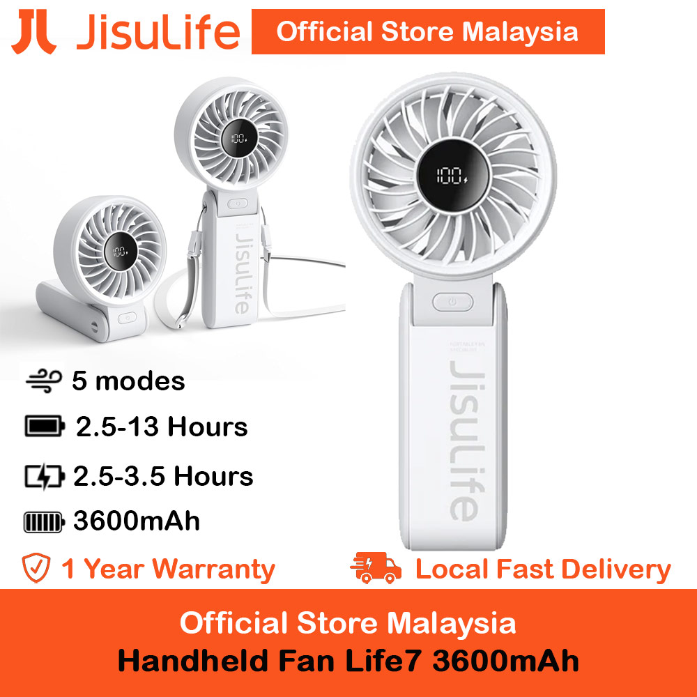 Picture of Jisulife Malaysia 3 in 1 Handheld Fan Life7 Powerful Portable Fan with LED Display Foldable as Desk Fan Hangable as Neck Fan (3600mAh Light Grey) Red Design- Red Design Cases, Red Design Covers, iPad Cases and a wide selection of Red Design Accessories in Malaysia, Sabah, Sarawak and Singapore 