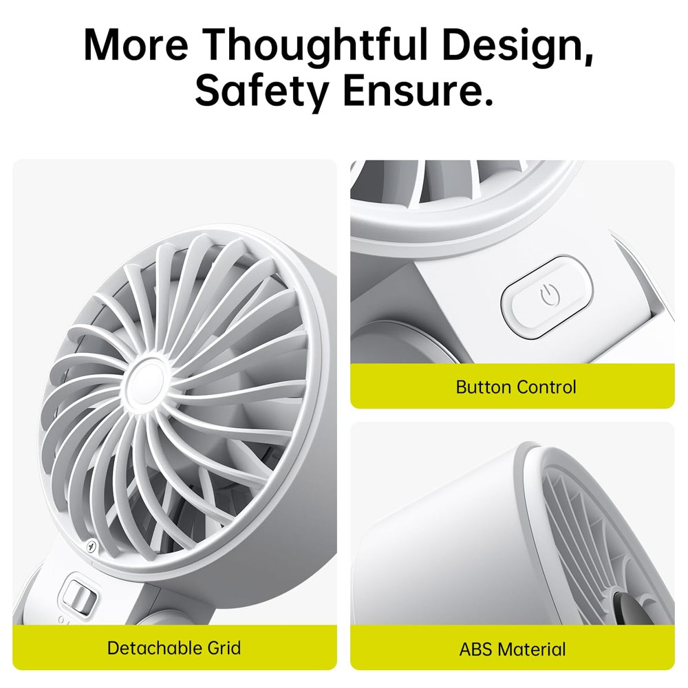 Picture of Jisulife Malaysia 3 in 1 Handheld Fan Life7 Powerful Portable Fan with LED Display Foldable as Desk Fan Hangable as Neck Fan (3600mAh Light Grey)