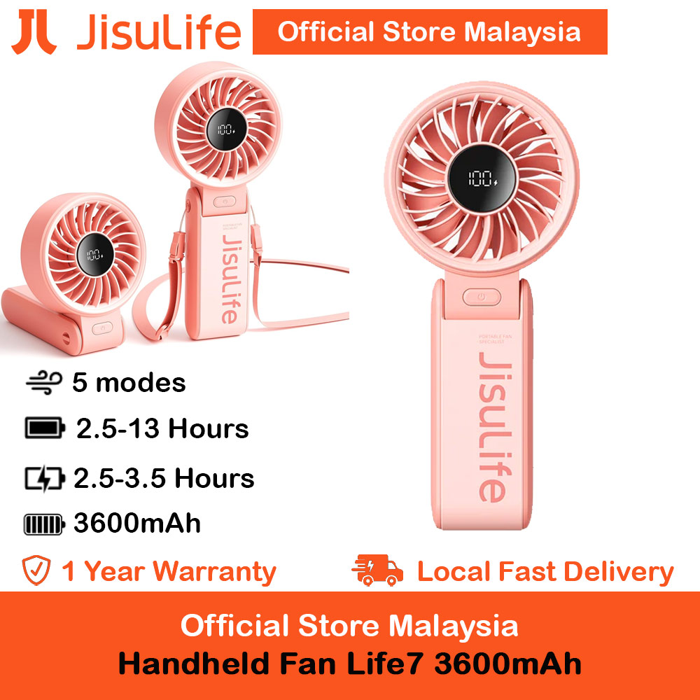 Picture of Jisulife Malaysia 3 in 1 Handheld Fan Life7 Powerful Portable Fan with LED Display Foldable as Desk Fan Hangable as Neck Fan (3600mAh Pink) Red Design- Red Design Cases, Red Design Covers, iPad Cases and a wide selection of Red Design Accessories in Malaysia, Sabah, Sarawak and Singapore 
